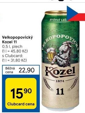 Pivo ležák 11° Velkopopovický Kozel