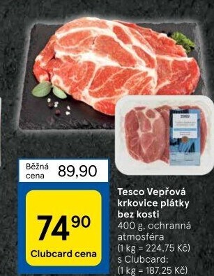 Vepřová krkovice bez kosti Tesco
