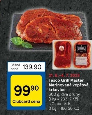 Vepřová krkovice marinovaná Grill Master Tesco