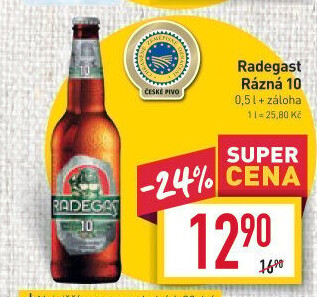 Pivo světlé výčepní Rázná 10° Radegast