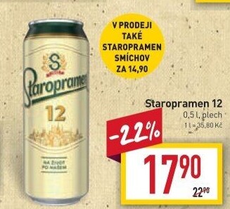 Pivo světlý ležák 12° Staropramen