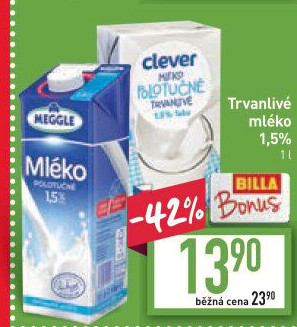 Mléko trvanlivé Meggle - 1,5% polotučné