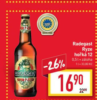 Pivo světlý ležák 12° Ryze hořká Radegast
