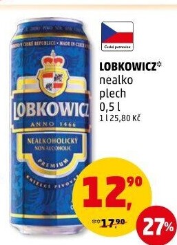 Nealkoholické pivo Premium Lobkowicz