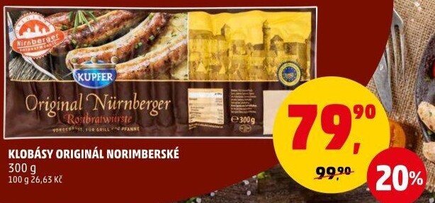 Norimberská grilovací klobása Kupfer