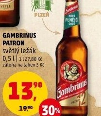Pivo světlý ležák 12° Patron Gambrinus