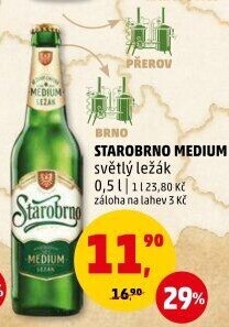 Pivo světlý ležák nepasterizovaný 11° Medium Starobrno
