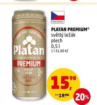 Pivo světlý ležák Premium Platan