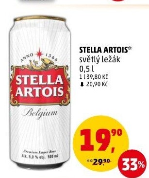 Pivo světlý ležák Stella Artois