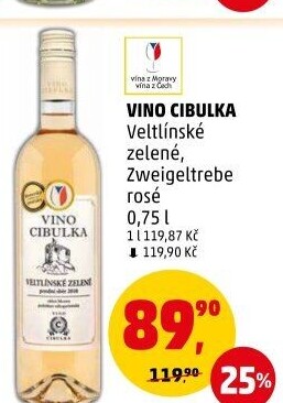 Víno Veltlínské zelené bio Víno Cibulka