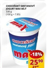 Jogurt smetanový max bílý Choceňský