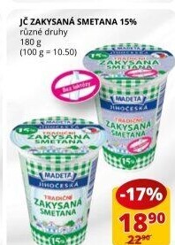 Smetana zakysaná Jihočeská Madeta 15%