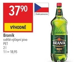 Pivo světlé výčepní 10° Braník