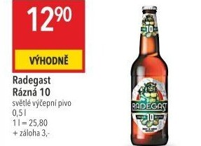 Pivo světlé výčepní Rázná 10° Radegast