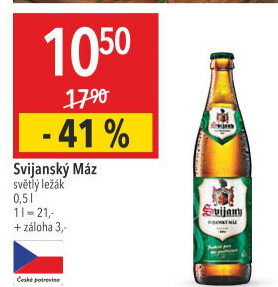 Pivo světlý ležák 11° Svijanský Máz Svijany