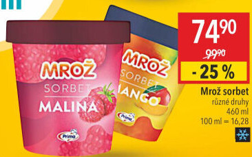 Sorbet v kelímku Mrož Prima