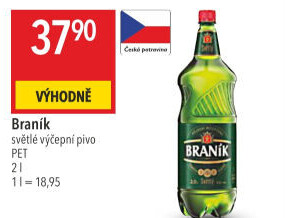 Pivo světlé výčepní 10° Braník