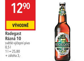 Pivo světlé výčepní Rázná 10° Radegast
