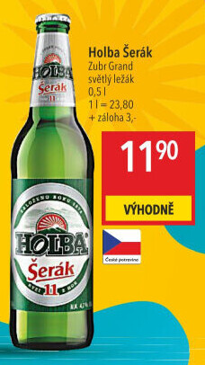 Pivo světlý ležák 11° Šerák Holba