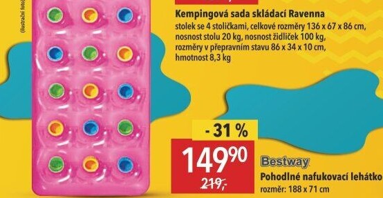 Nafukovací léhátko Bestway
