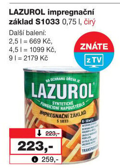 Impregnační základ na dřevo Lazurol