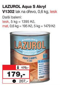 Lak na dřevo Aqua s akryl Lesk Lazurol