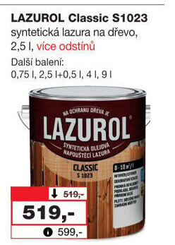 Lazura na dřevo Classic Lazurol