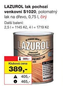 Venkovní pochozí lak Lazurol