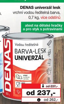 Vodou ředitelná vrchní barva Denas Uni Lesk