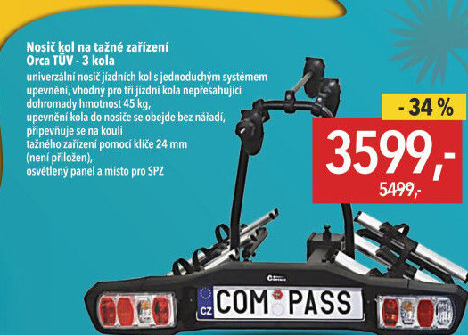 Nosič kol na tažné zařízení Orca Compass