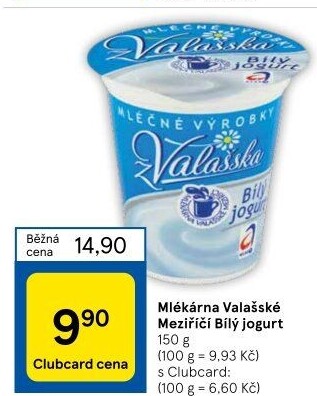 Bílý jogurt z Valašska Mlékárna Valašské Meziříčí