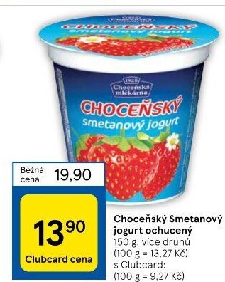 Jogurt smetanový ochucený Choceňský