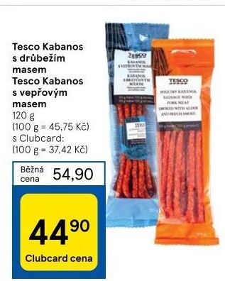 Kabanos s drůbežím masem Tesco