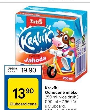 Nápoj mléko ochucené Kravík Tatra