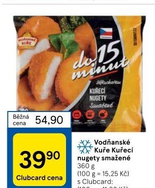 Nugetky kuřecí smažené mražené Vodňanské kuře