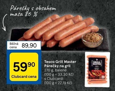 Párečky na gril Grill Master Tesco