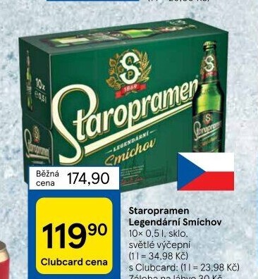 Pivo světlé výčepní 10° Smíchov Staropramen