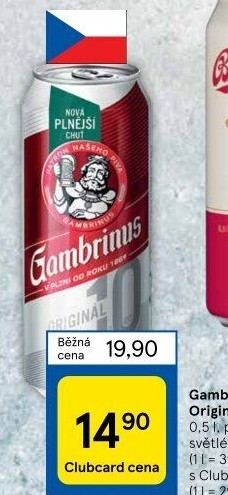 Pivo světlé výčepní Originál 10° Gambrinus