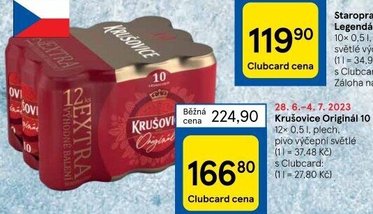 Pivo světlé výčepní Originál Královská 10° Krušovice