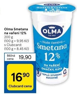 Smetana na vaření Olma 12%