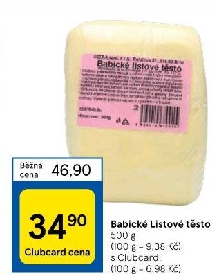 Těsto listové babické Šetra