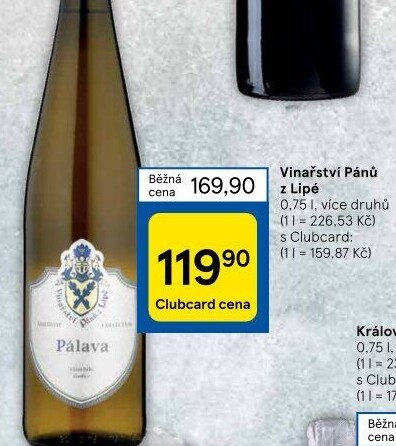 Vína Vinařství Pánů z Lipé