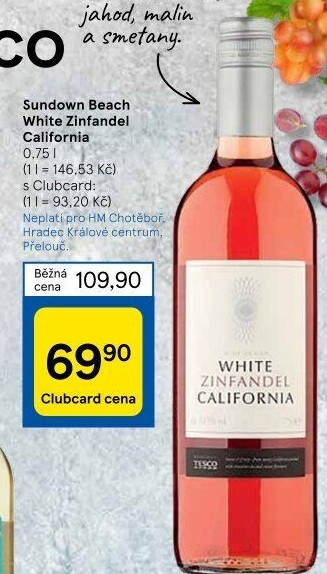 Víno White Zinfandel California Tesco