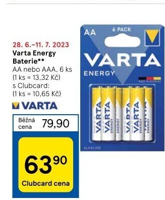 Baterie alkalické Energy Varta