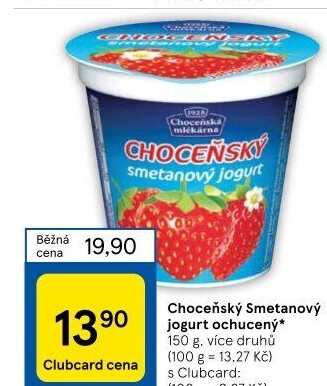 Jogurt smetanový ochucený Choceňský
