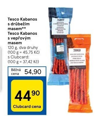 Kabanos s drůbežím masem Tesco