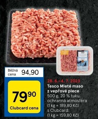 Maso mleté vepřové z plece Tesco