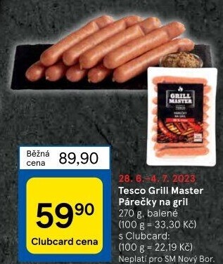 Párečky na gril Grill Master Tesco