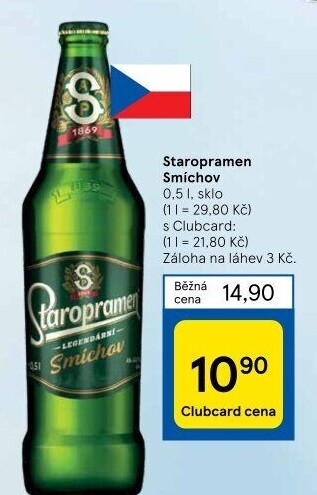 Pivo světlé výčepní 10° Smíchov Staropramen