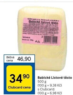 Těsto listové babické Šetra
